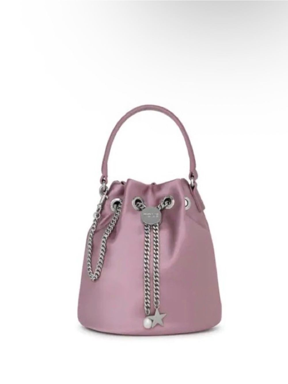 Tous Mauve Bucket Crossbody Bag with Silver Chain Detail